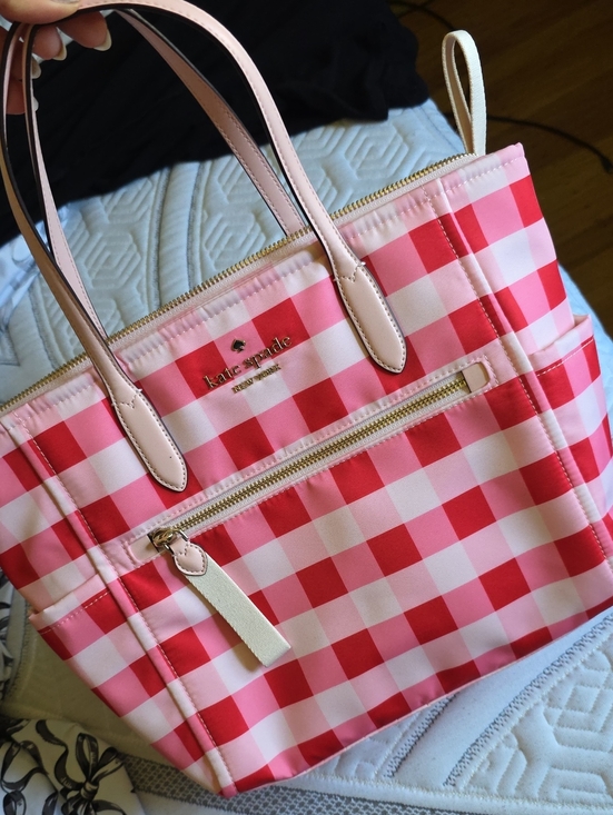 kate spade Handbags - kate spade pink gingham tote with pale pink trim
